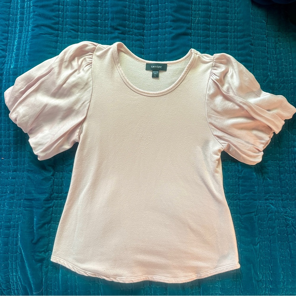 Karen Kane Puff Sleeve Ruffled Top Size L